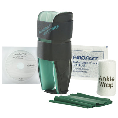 Ankle Sprain Care Kit with AirSport® Brace (medium/right) - exercise band - cold pack - wrap - DVD