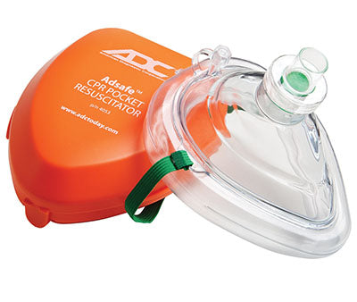 CPR Valve Mask Resuscitator - Adult - Orange - w/case