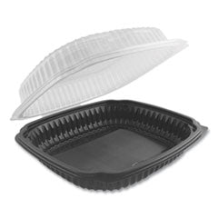 Culinary Lites Microwavable Container, 47.5 oz, 10.56 x 9.98 x 3.18, Clear/Black, Plastic, 100/Carton