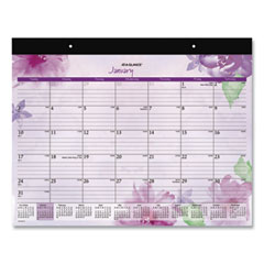 Beautiful Day Desk Pad Calendar, Floral Artwork, 21.75 x 17, Assorted Color Sheets, Black Binding, 12-Month (Jan-Dec): 2024