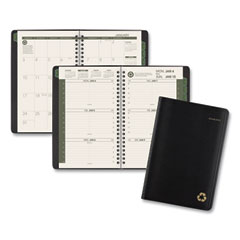 Recycled Weekly Block Format Appointment Book, 8.5 x 5.5, Black Cover, 12-Month (Jan to Dec): 2024