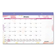 Watercolors Monthly Desk Pad Calendar, Watercolor Artwork, 17.75 x 11, White Sheets, Purple Binding, 12-Month (Jan-Dec): 2024