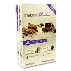 High Protein Bars, Brownie Crunch/Chunky Peanut Butter, 2.1 oz Bar, 15 Bars/Carton, Ships in 1-3 Business Days