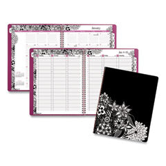 Floradoodle Weekly/Monthly Professional Planner, Adult Coloring Artwork, 11 x 8.5, Black/White Cover, 12-Month (Jan-Dec):2024