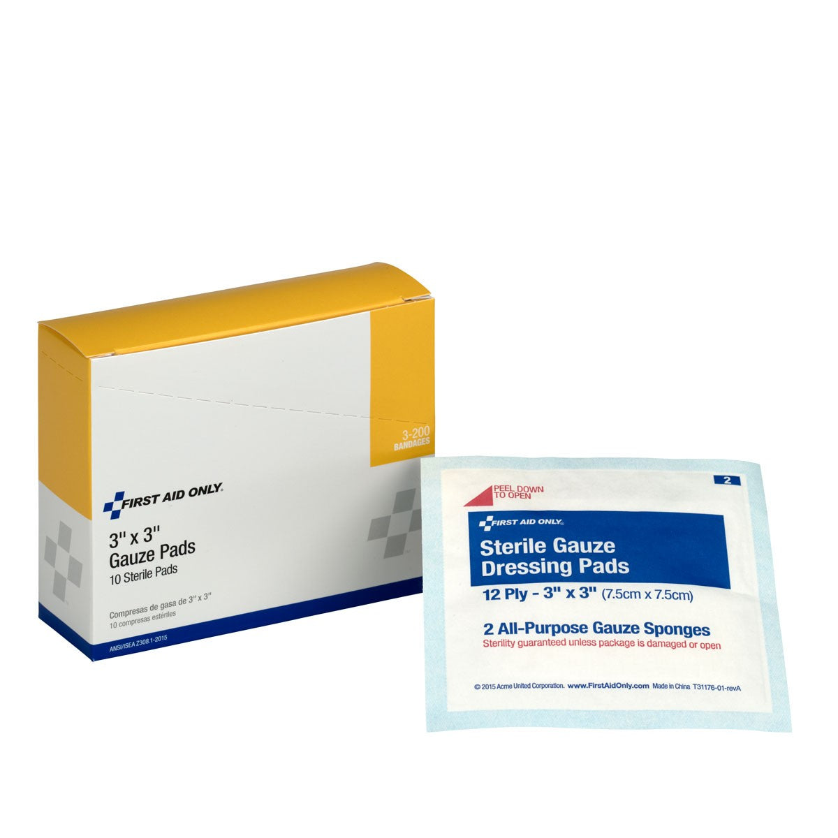 3"x3" Sterile Gauze Pads, 10/box