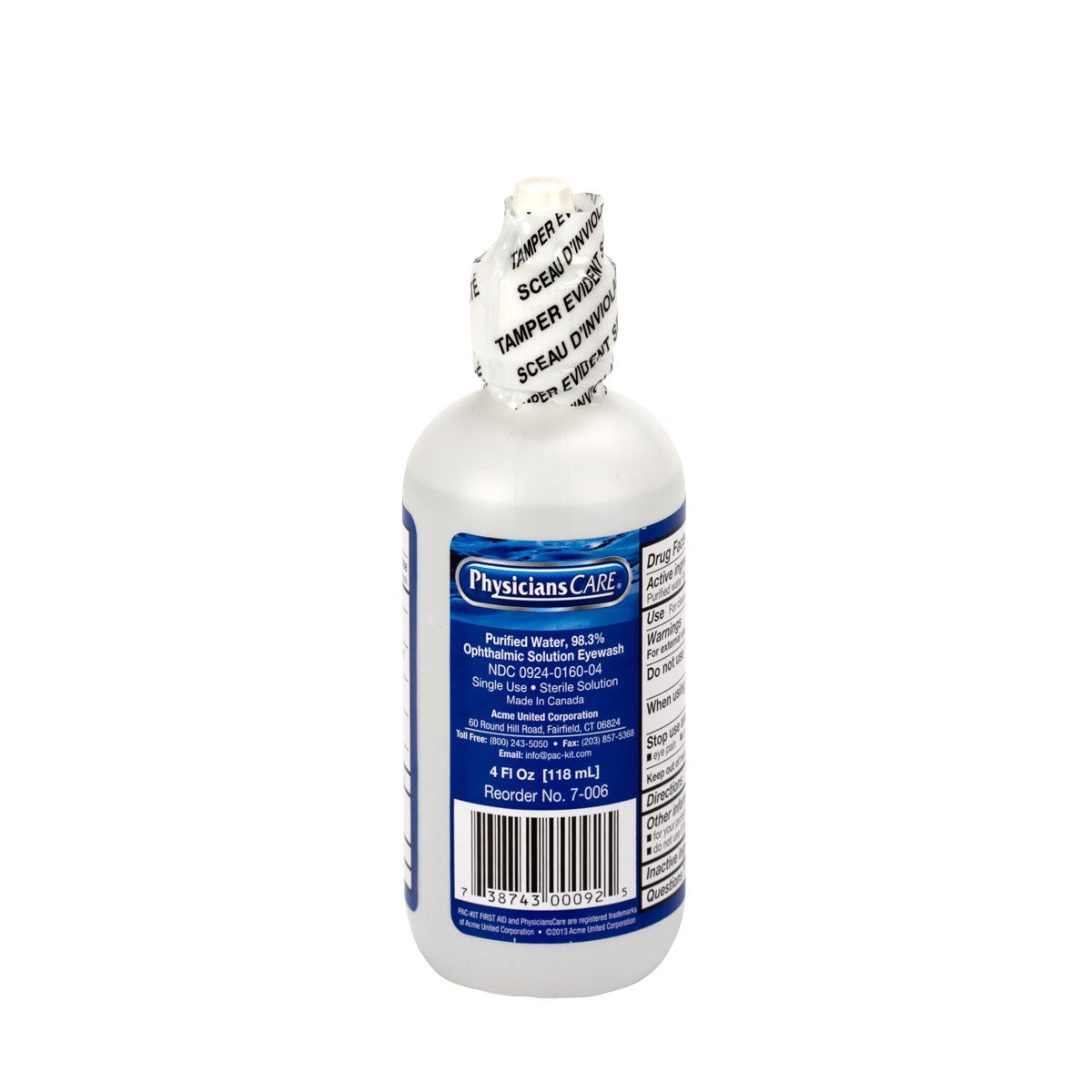 Eyewash Bottle, Screw Cap, 4 oz.