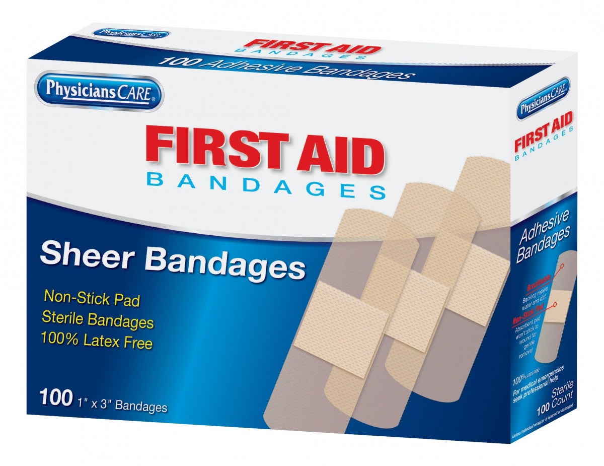 1"x3" Sheer Bandages, 100/box