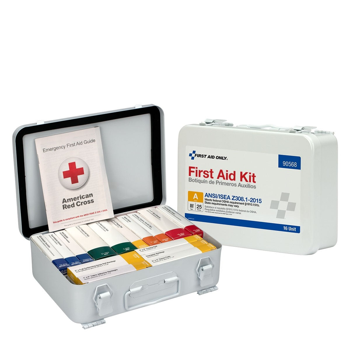 16 Unit First Aid Kit, ANSI A, Metal Case, Custom Logo