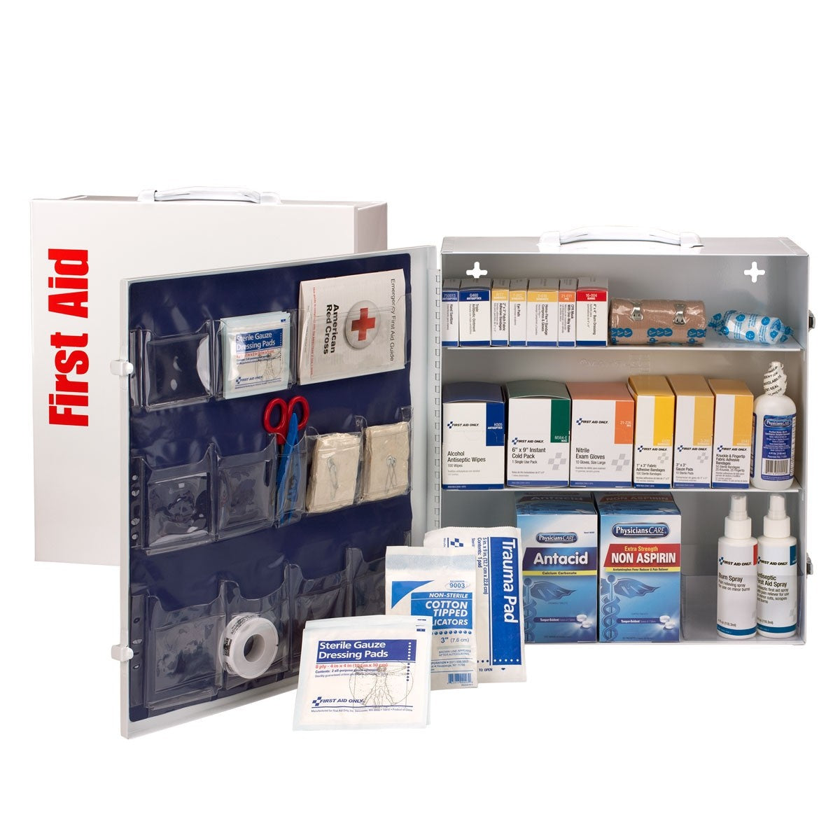 3 Shelf First Aid ANSI A+ Metal Cabinet, with Meds, Custom Logo