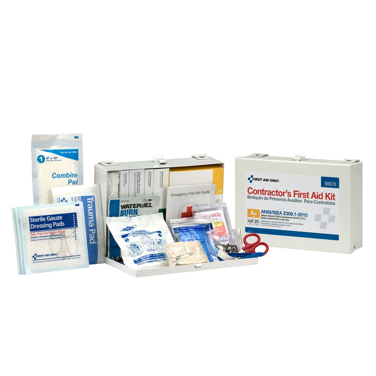 25 Person Contractor ANSI A+ First Aid Kit, Metal Case