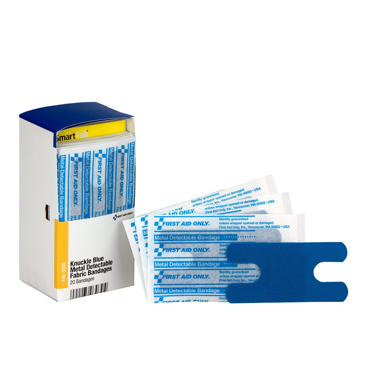 Smart Compliance Boxed Refill Blue Metal Detectable Knuckle Bandages, 20/box