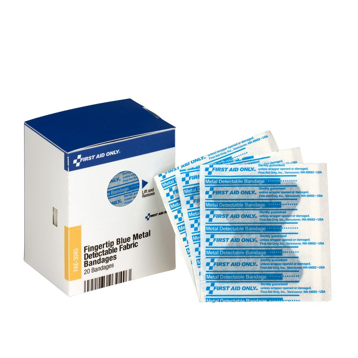 Smart Compliance Boxed Refill Blue Metal Detectable Fingertip Bandages, 20/box