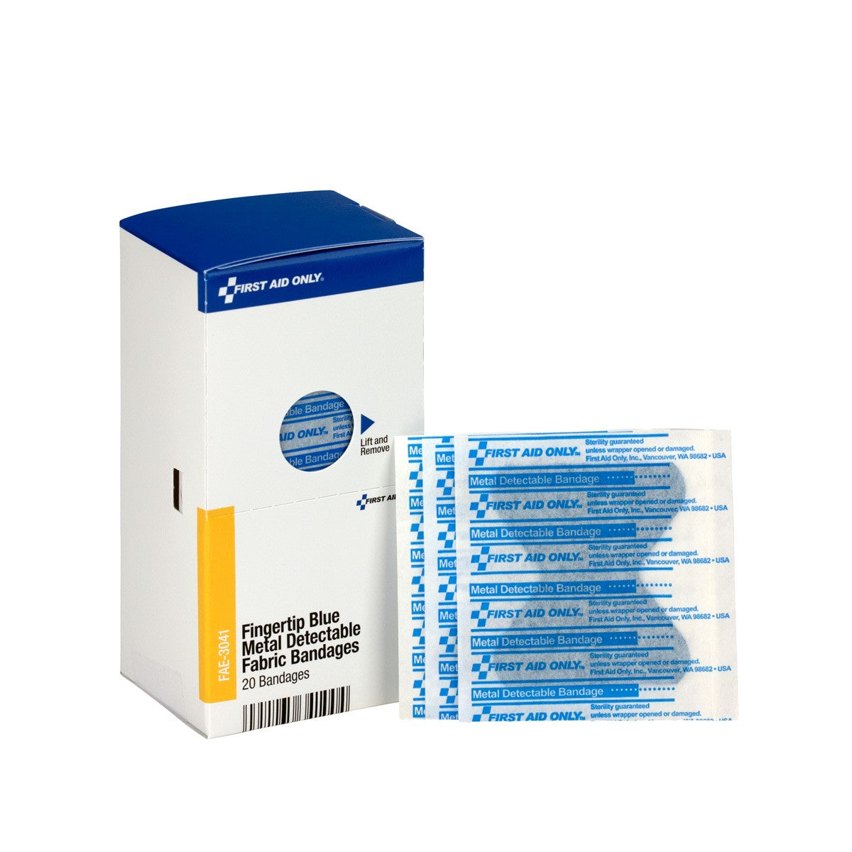 Smart Compliance Boxed Refill Blue Metal Detectable Fingertip Bandages, 20/box