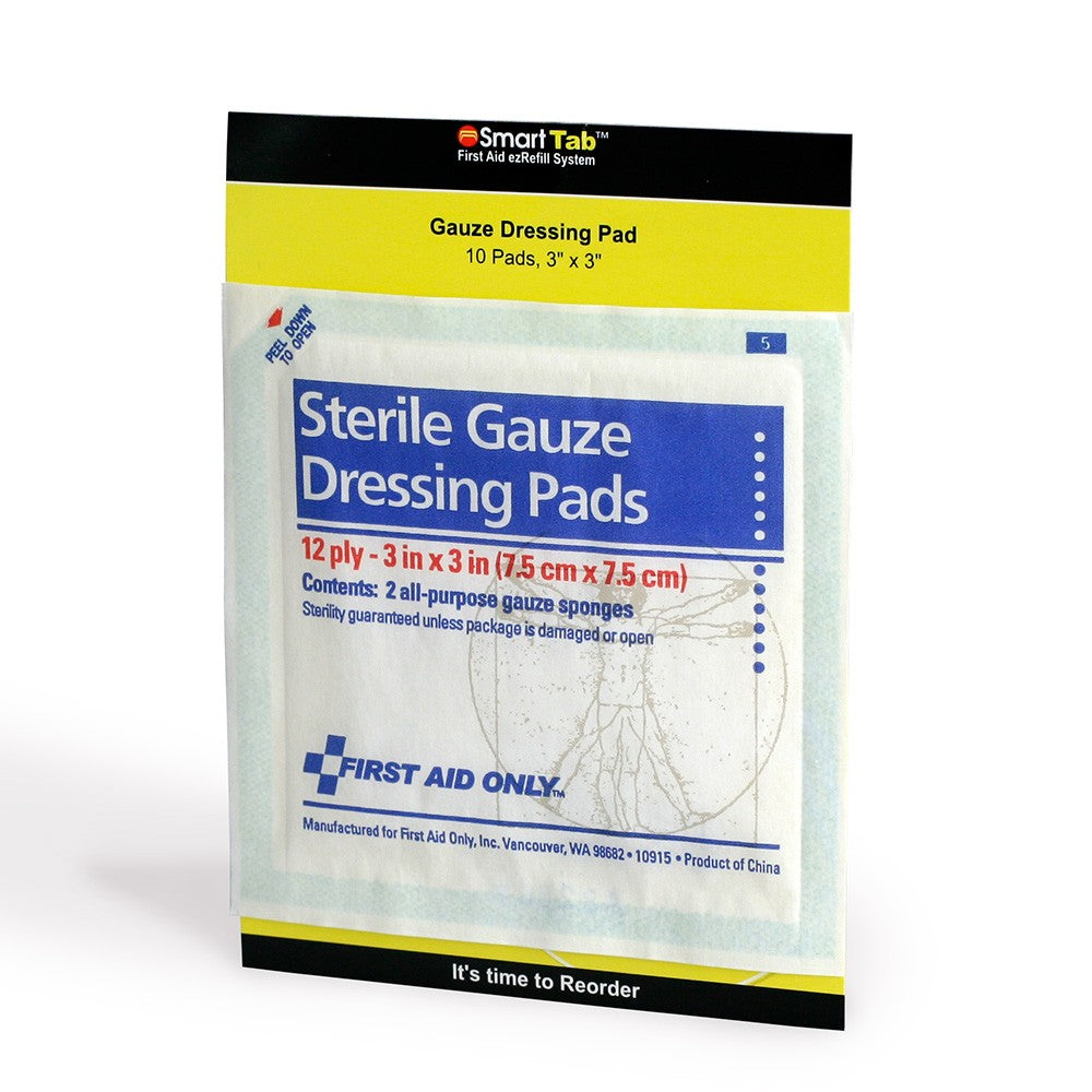 Smart Compliance Boxed Refill 3"x3" Sterile Gauze Pads, 10/bag