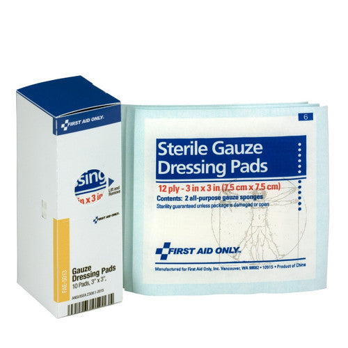 Sterile Gauze Pads, 3" x 3", 10ct