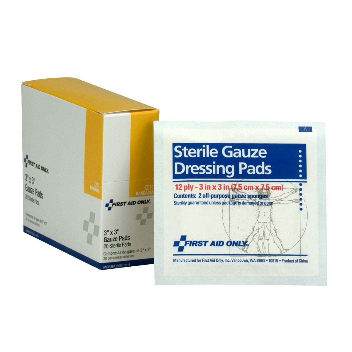 3"x3" Sterile Gauze Pads, 20/box