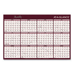 Reversible Horizontal Erasable Wall Planner, 48 x 32, Assorted Sheet Colors, 12-Month (Jan to Dec): 2025