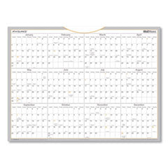 WallMates Self-Adhesive Dry Erase Yearly Planning Surfaces, 24 x 18, White/Gray/Orange Sheets, 12-Month (Jan to Dec): 2024