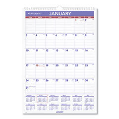 Monthly Wall Calendar with Ruled Daily Blocks, 12 x 17, White Sheets, 12-Month (Jan to Dec): 2024