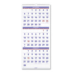 Deluxe Three-Month Reference Wall Calendar, Vertical Orientation, 12 x 27, White Sheets, 14-Month (Dec to Jan): 2023 to 2025