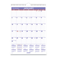 Monthly Wall Calendar with Ruled Daily Blocks, 8 x 11, White Sheets, 12-Month (Jan to Dec): 2024