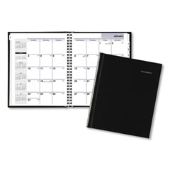 DayMinder Hard-Cover Monthly Planner with Memo Section, 8.5 x 7, Black Cover, 12-Month (Jan to Dec): 2024