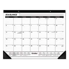 Academic Year Ruled Desk Pad, 21.75 x 17, White Sheets, Black Binding, Black Corners, 16-Month (Sept to Dec): 2023 to 2024