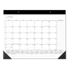 Contemporary Monthly Desk Pad, 22 x 17, White Sheets, Black Binding/Corners,12-Month (Jan to Dec): 2024