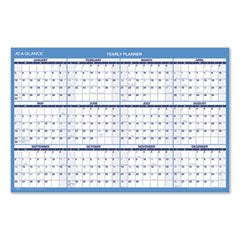 Horizontal Reversible/Erasable Wall Planner, 36 x 24, White/Blue Sheets, 12-Month (Jan to Dec): 2024