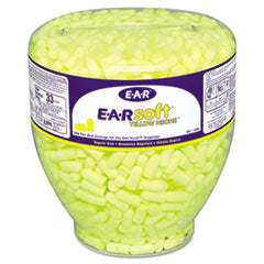 E-A-Rsoft Neon Tapered Earplug Refill, Cordless, Yellow, 500/Box