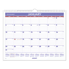 Monthly Wall Calendar, 15 x 12, White/Red/Blue Sheets, 12-Month (Jan to Dec): 2025