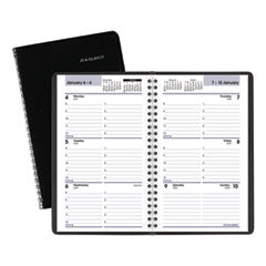 DayMinder Block Format Weekly Appointment Book, 8.5 x 5.5, Black Cover, 12-Month (Jan to Dec): 2024