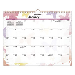 Watercolors Recycled Monthly Wall Calendar, Watercolors Artwork, 15 x 12, White/Multicolor Sheets, 12-Month (Jan-Dec): 2024