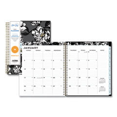 Baccara Dark Monthly Planner, Baccara Dark Floral Artwork, 10 x 8, Gray/Black/Gold Cover, 12-Month (Jan to Dec): 2024