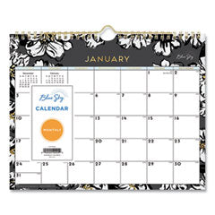 Baccara Dark Wall Calendar, Baccara Dark Floral Artwork, 11 x 8.75, White/Black Sheets, 12-Month (Jan to Dec): 2024