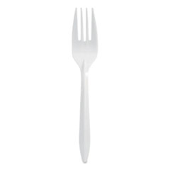 Mediumweight Polypropylene Cutlery, Fork, White, 1,000/Carton