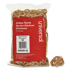 Rubber Bands, Size 10, 0.04" Gauge, Beige, 1 lb Box, 3,400/Pack