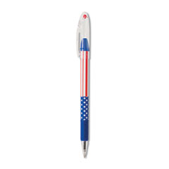 R.S.V.P. Stars and Stripes Ballpoint Pen, Stick, Fine 0.7 mm, Black Ink, Red/White/Blue Barrel, Dozen