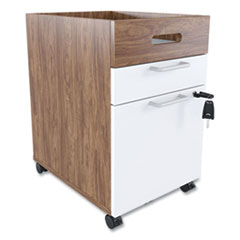 Essentials Mobile Pedestal File, Left or Right, 2-Drawers: Box/File, Legal/Letter, White/Espresso, 15.5" x 21.2" x 24.2"