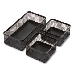 Three Compartment Stackable Wire Mesh Desk Organizer, 8.46 x 4.92 x 4.33, Black