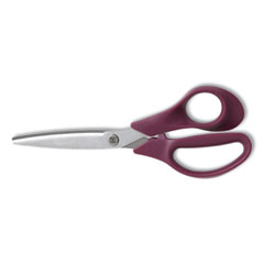 Stainless Steel Scissors, 8" Long, 3.58" Cut Length, Purple Straight Handle