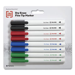 Dry Erase Marker, Pen-Style, Fine Bullet Tip, Four Assorted Colors, 8/Pack