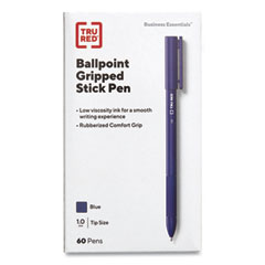 Gripped Ballpoint Pen, Stick, Medium 1 mm, Blue Ink, Blue Barrel, 60/Pack