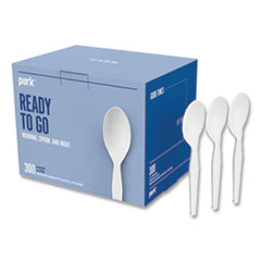 Eco-ID Mediumweight Compostable Cutlery, Teaspoon, White, 300/Pack