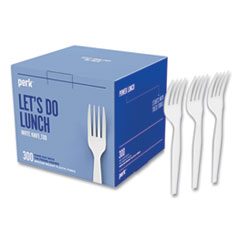 Eco-ID Mediumweight Compostable Cutlery, Fork, White, 300/Pack