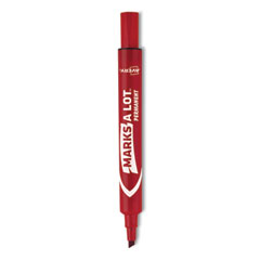 MARKS A LOT Regular Desk-Style Permanent Marker, Broad Chisel Tip, Red, Dozen (7887)