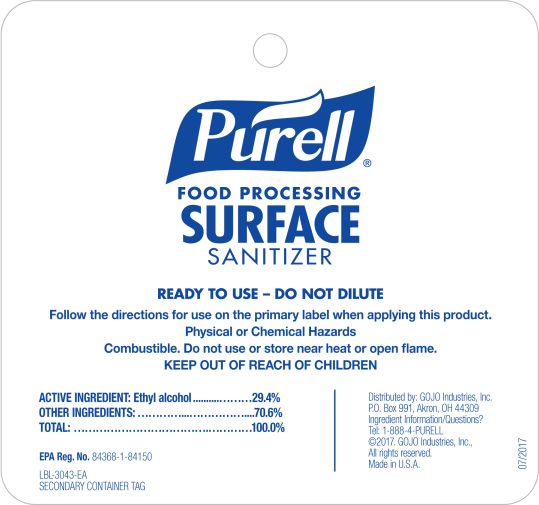 PURELL® Food Processing Surface Sanitizer Secondary Container Tag