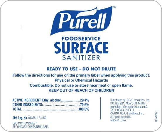 PURELL® Foodservice Surface Sanitizer - 1 sheet of 6 refillable container labels