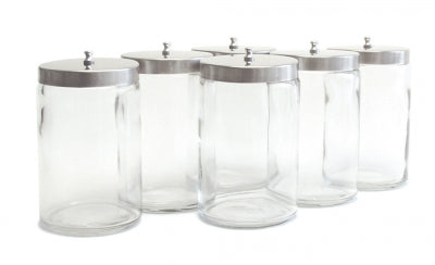 Unlabeled Flint Glass Sundry Jars - Set of Six  7"H X 4.25"D Unlabeled Flint Glass Sundry Jars with Covers