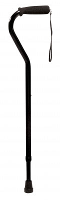 Lumex Aluminum Adjustable Offset Cane, Nitrile Grip, Standard Length ( 31"-39") - Black